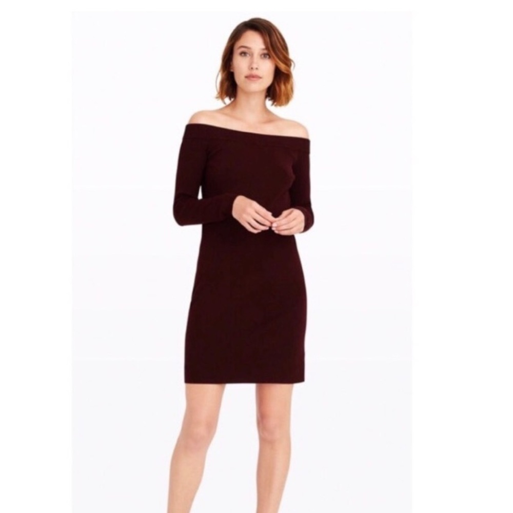 NWOT Club Monaco Off-the-shoulder Maroon Sweater Dress XS